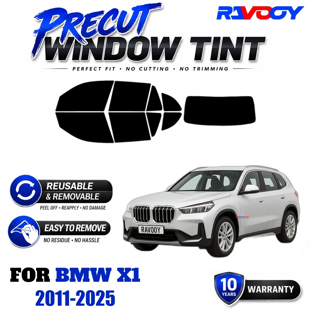 Air Bubble Remover - RAVOOYプレカットウィンドウティント、再利用可能な取り外し可能なEPUフィルム、BMW X1 2011-2025用カスタムフィット、UV熱保護