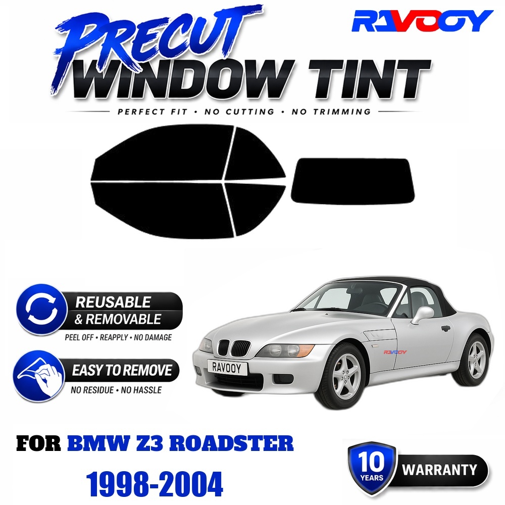 Air Bubble Remover - RAVOOY プレカットウィンドウティント、再利用可能な取り外し可能なEPUフィルム、BMW Z3ロードスター1998-2004用カスタムフィット、UV熱保護